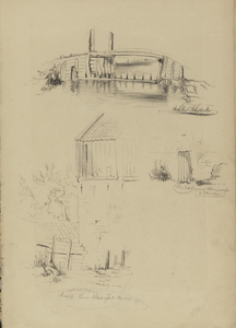 809965 Boven: gezicht op een voetbrug over een sloot in Abstede te Utrecht.Midden en onder: gezicht op bebouwing bij ...